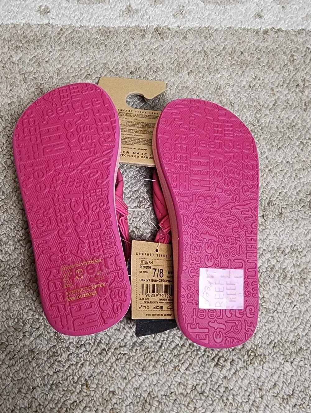 REEF Little Ahi Toddler Sandals Pink Stripe Size 7/8 NWT Beach Water Friendly
